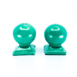 Round Green Ceramic Salt & Pepper Shakers