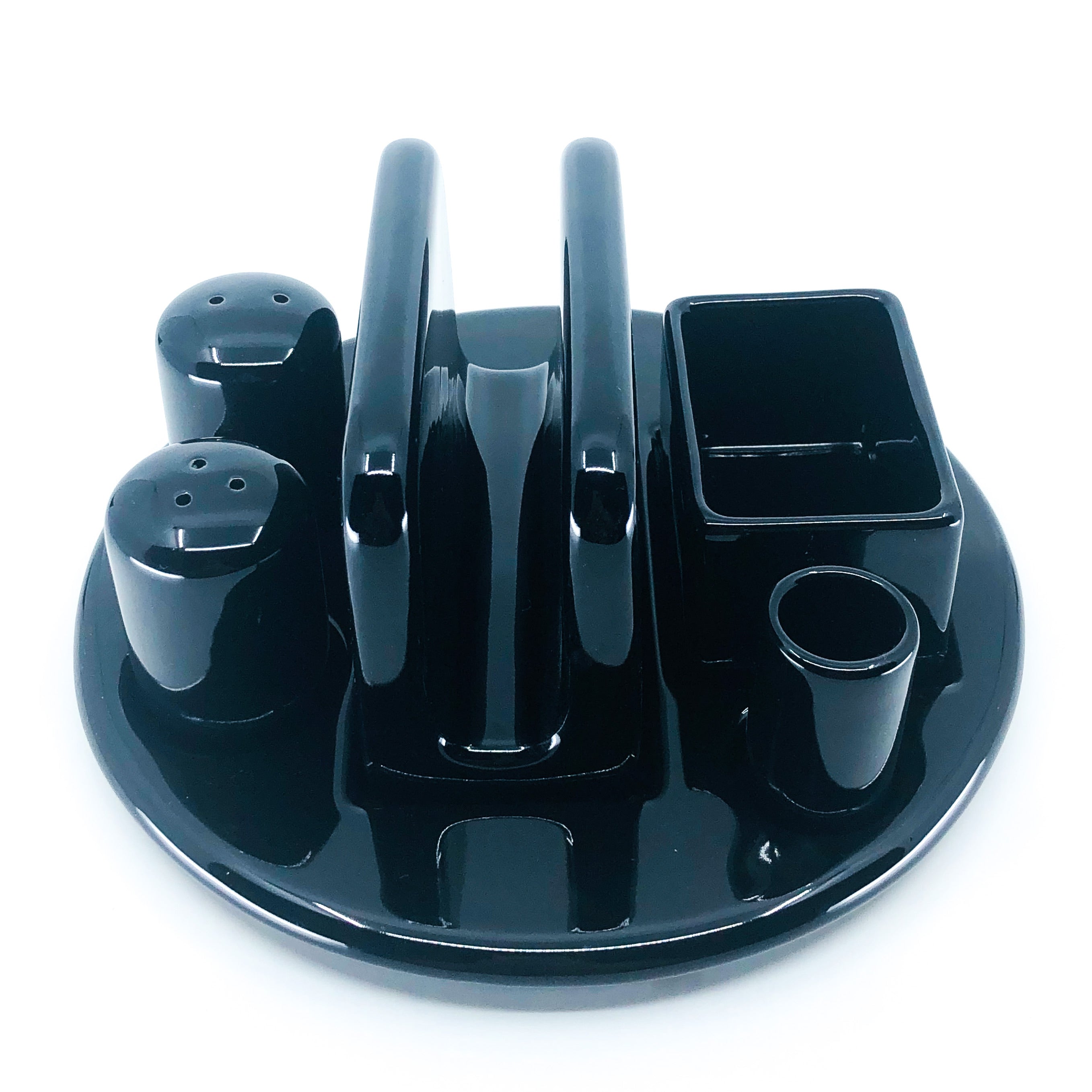 Vintage Black Ceramic Condiment Set