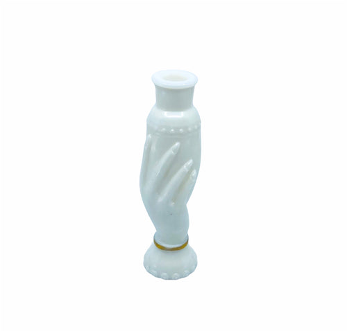 White Glass Hand Holding Vase