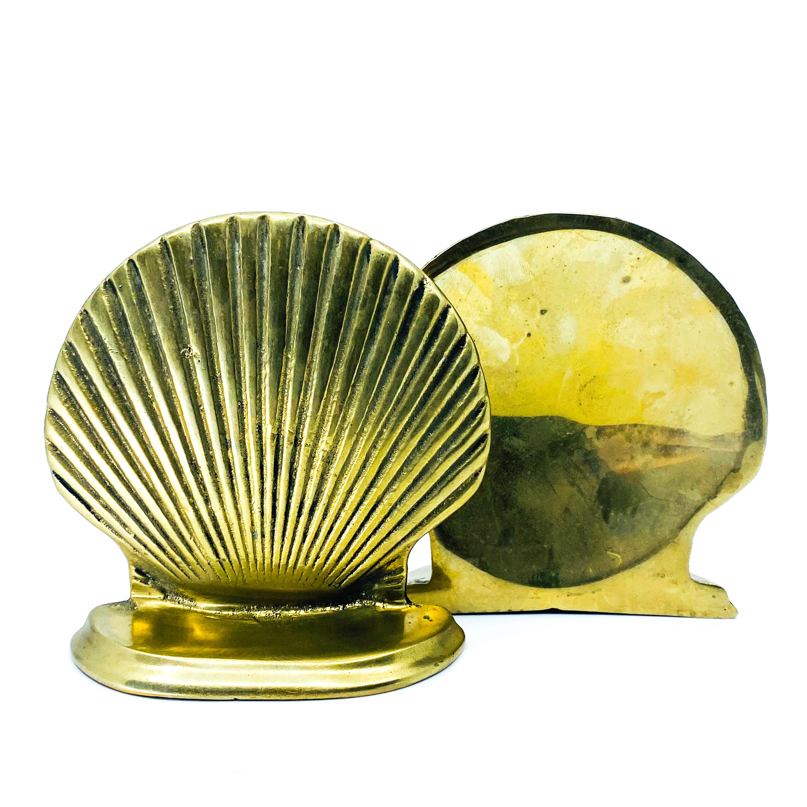 Medium Shell Brass Bookends