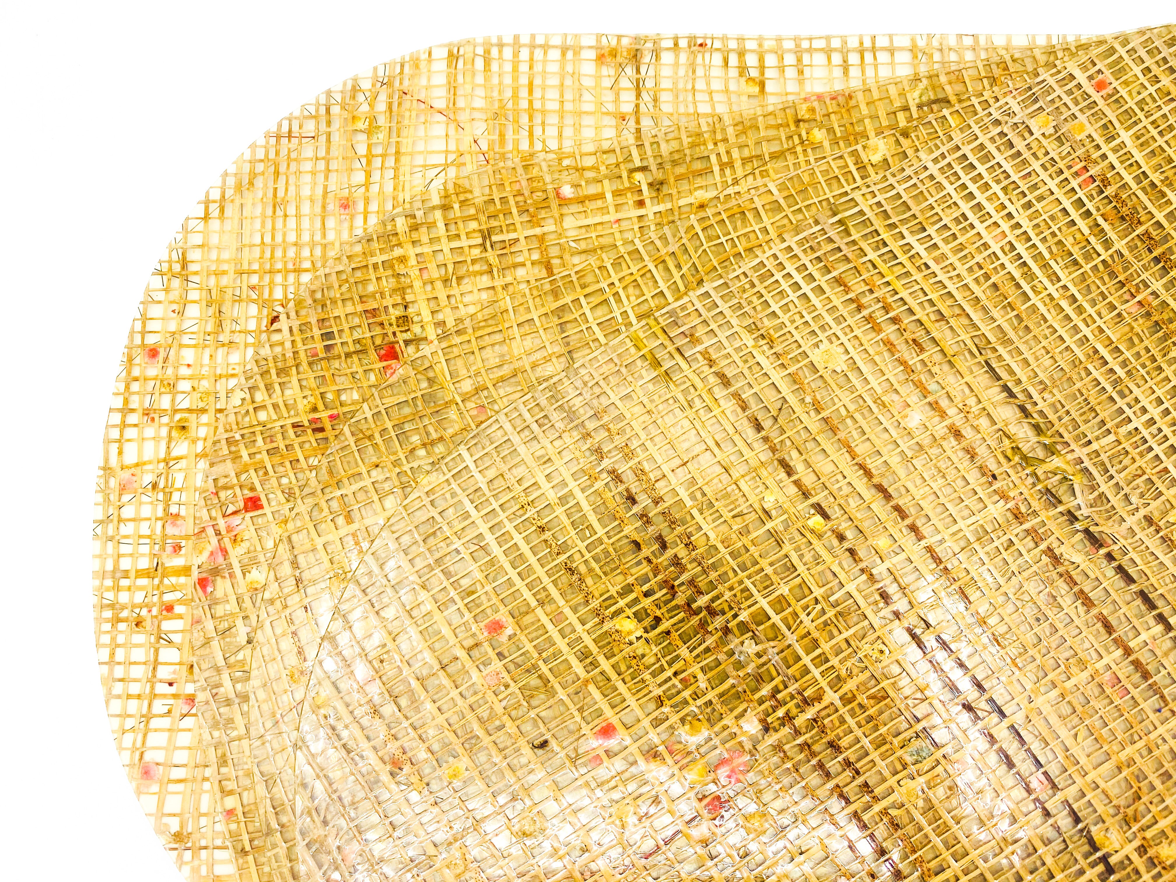 S/4 Vintage Flower & Straw Plastic Placemats