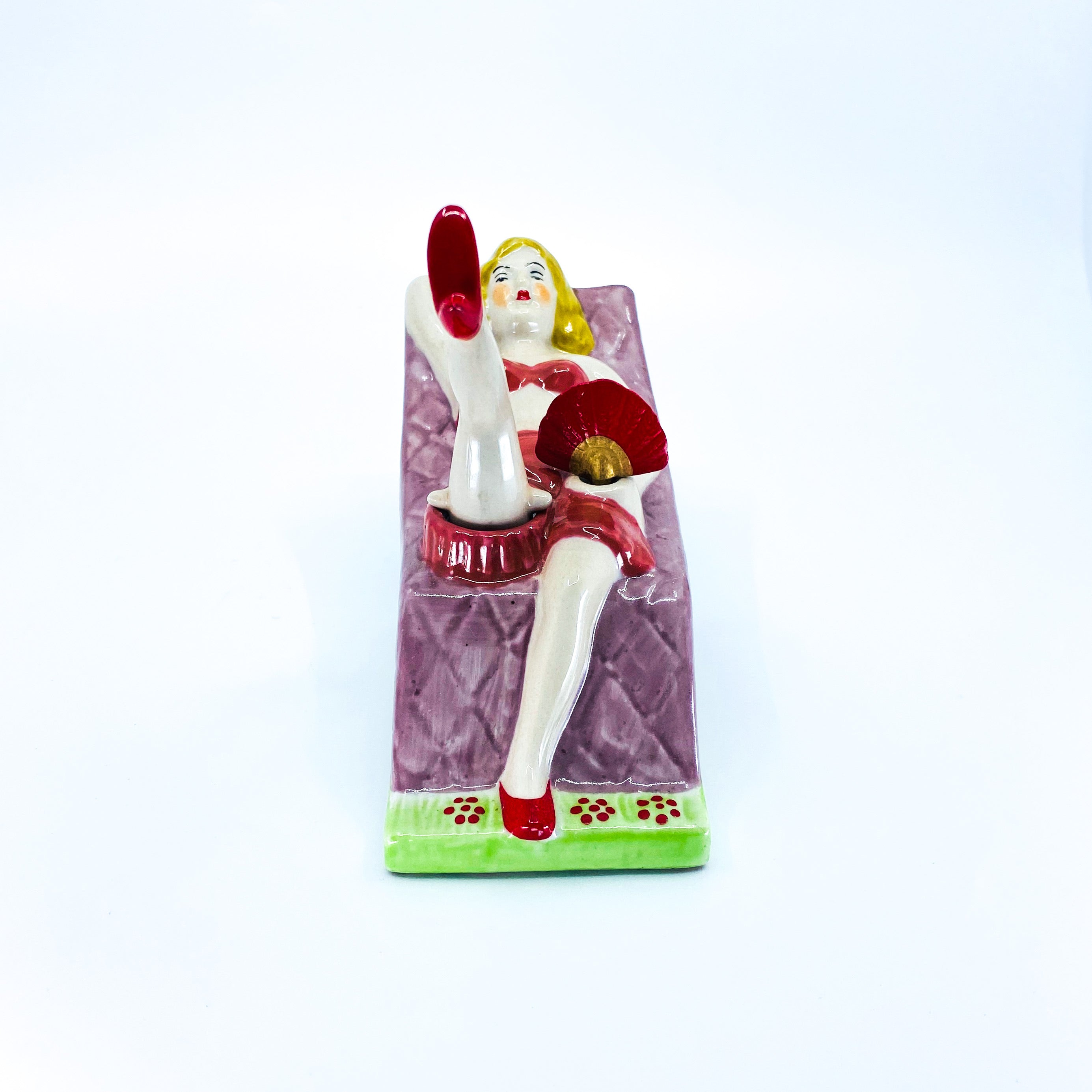 Vintage Naughty Ashtray with Swinging Leg & Fan