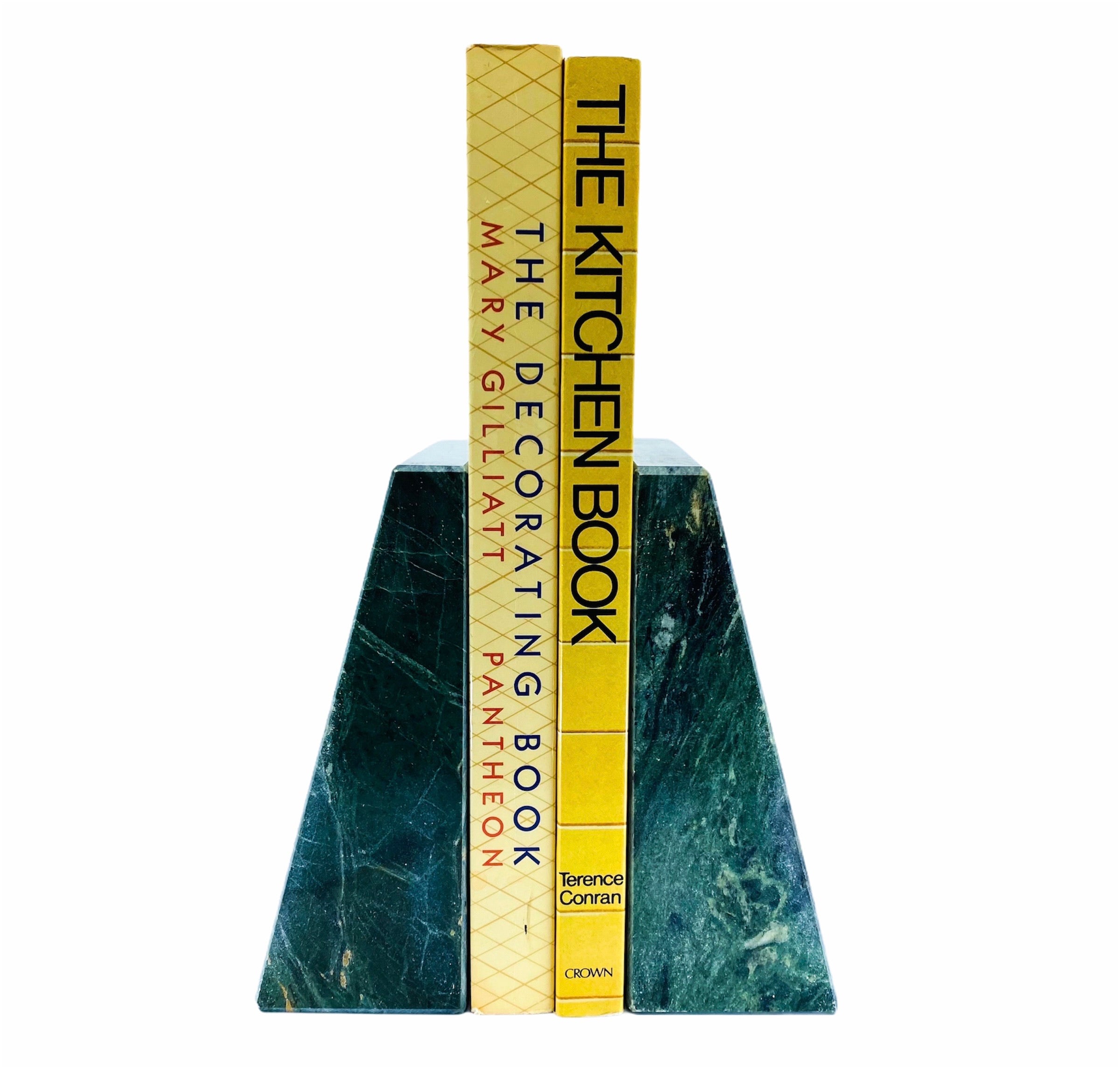 Solid Green Marble Geometric Bookends