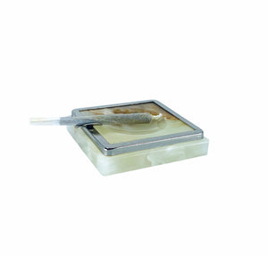 Solid Onyx Stone Ashtray with Chrome Trim