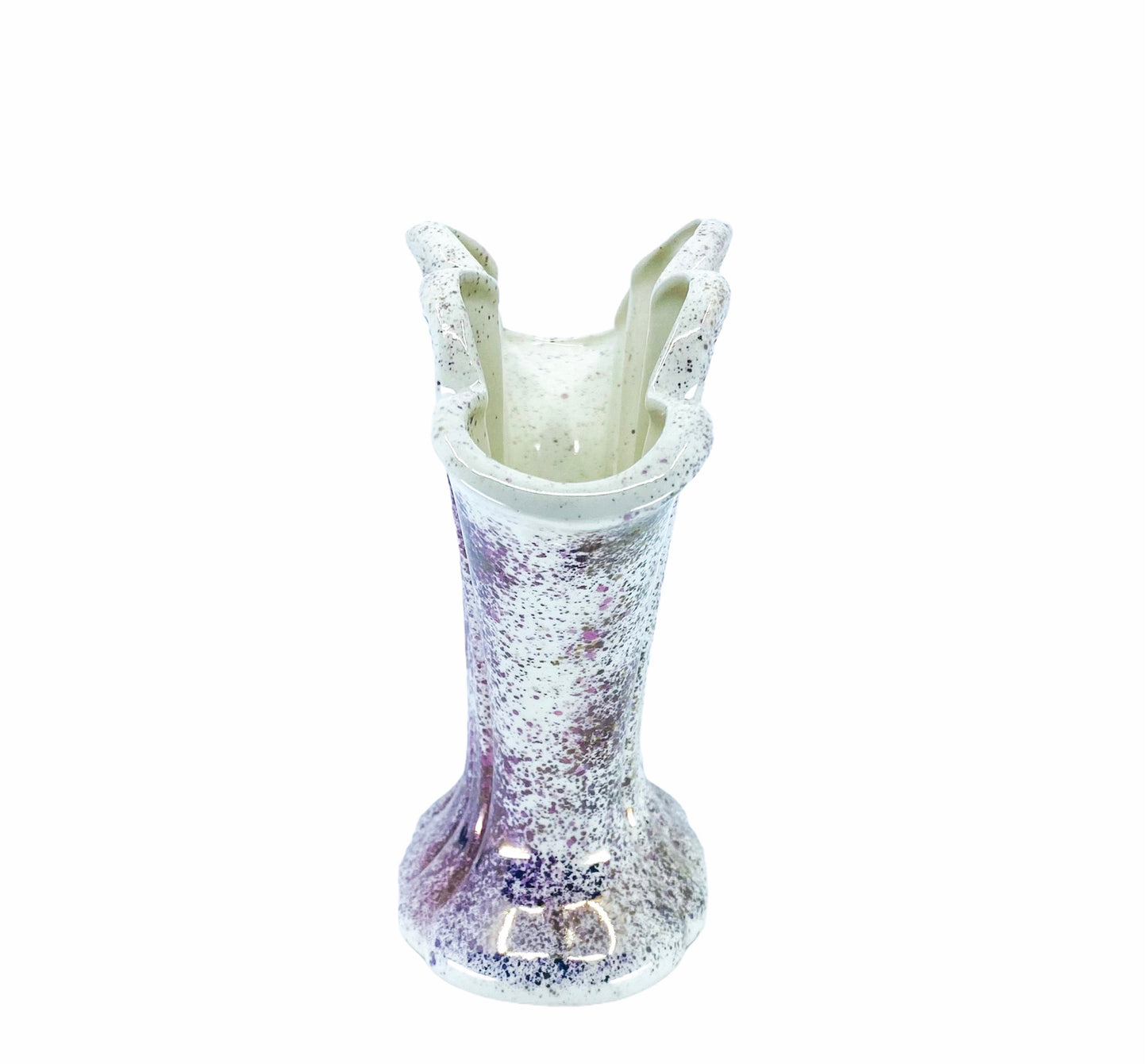 Vintage Splatter Paint Ceramic Fan Vase