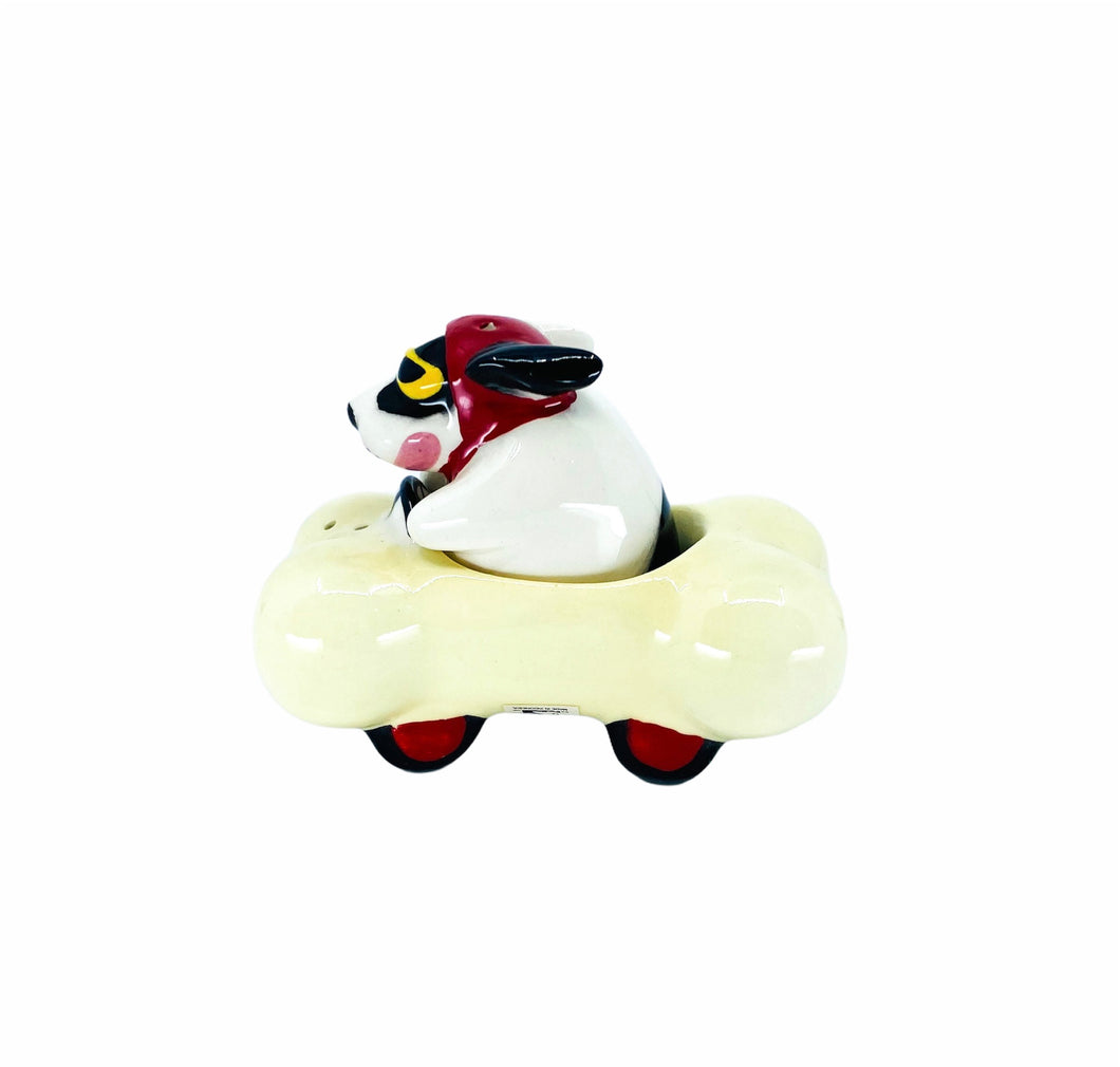 Vintage Dog Driving Bone Car Salt & Pepper Shaker