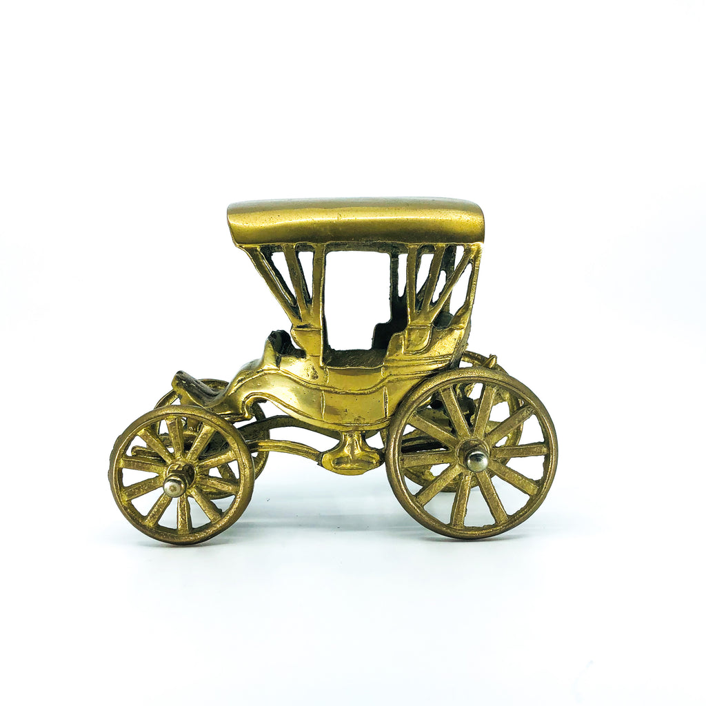 Vintage Brass Horse Carriage