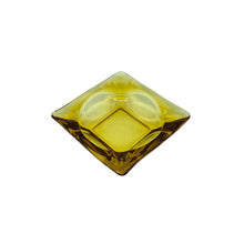 Vintage Amber Glass Square Ashtray, Set of 2