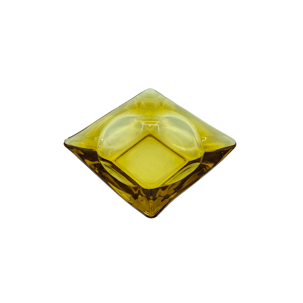 Vintage Amber Glass Square Ashtray, Set of 2