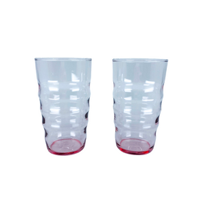 Pink Ribbed Glasses, Set of 4