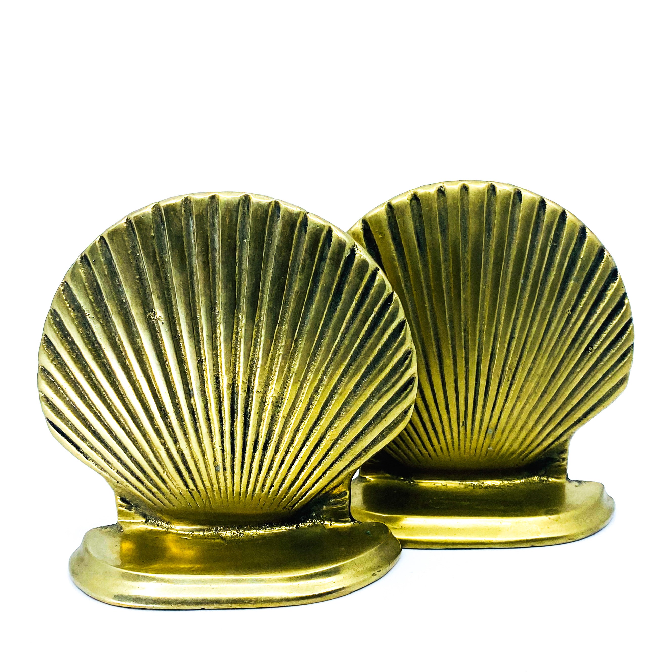 Medium Shell Brass Bookends