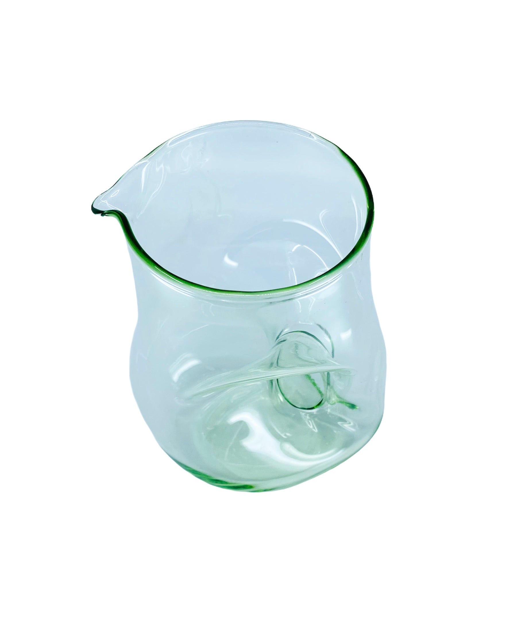 Green Pinched Glass Pitcher