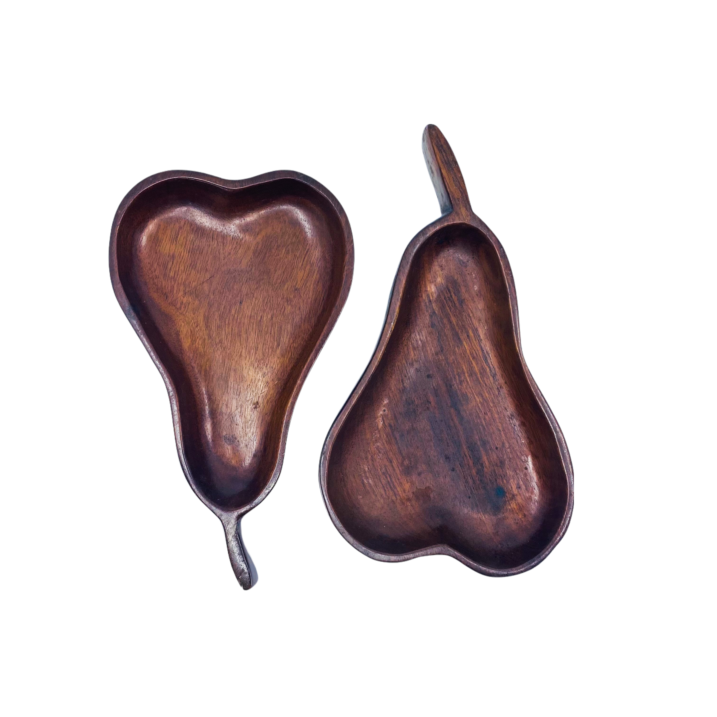 A Pair of Pear Shaped Wood Dishes