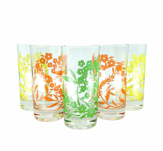 S/5 MCM Floral Drinking Glasses