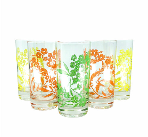 S/5 MCM Floral Drinking Glasses
