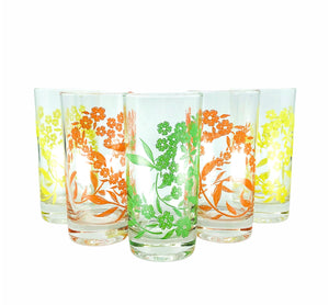 S/5 MCM Floral Drinking Glasses