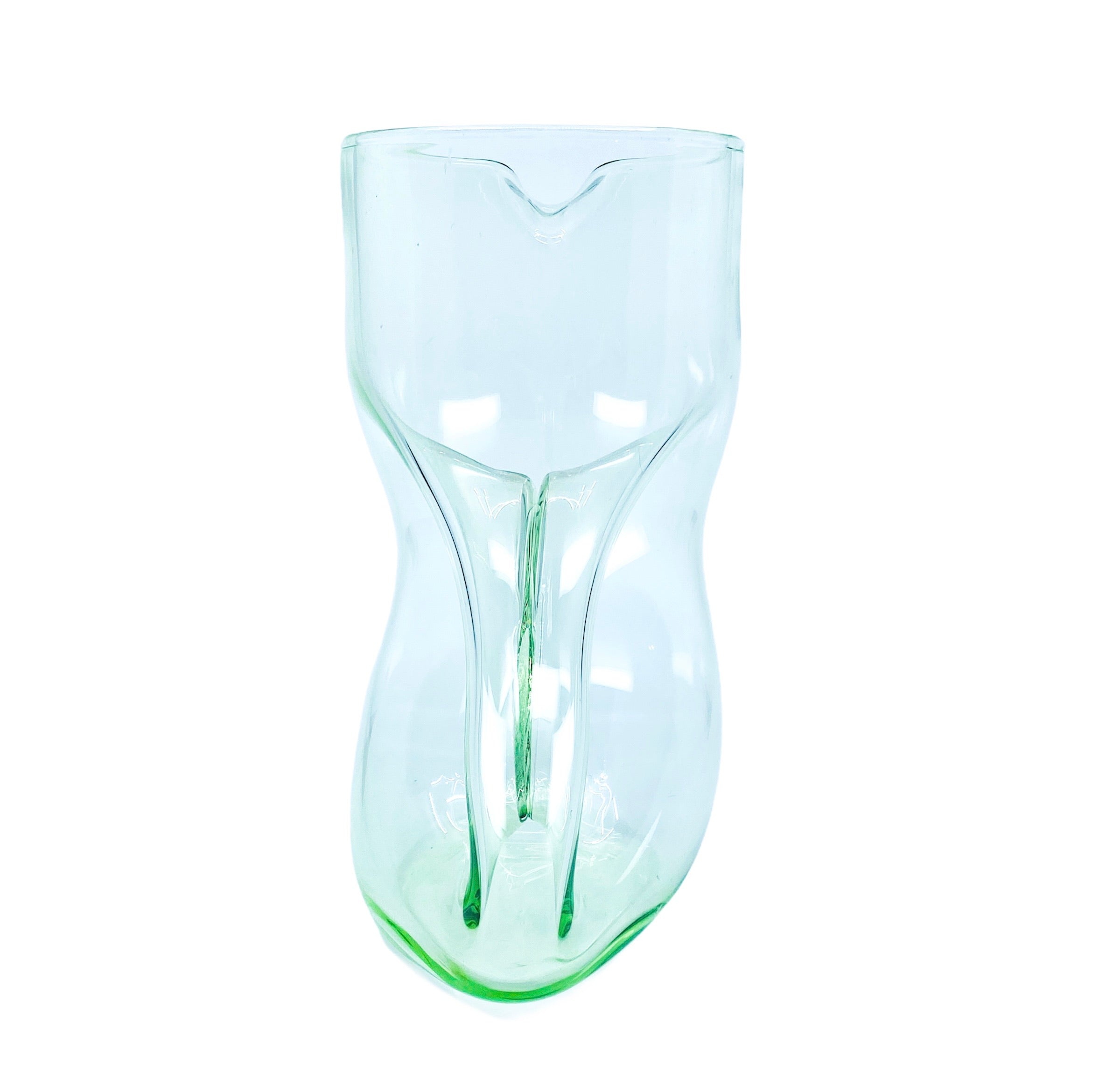 Green Pinched Glass Pitcher