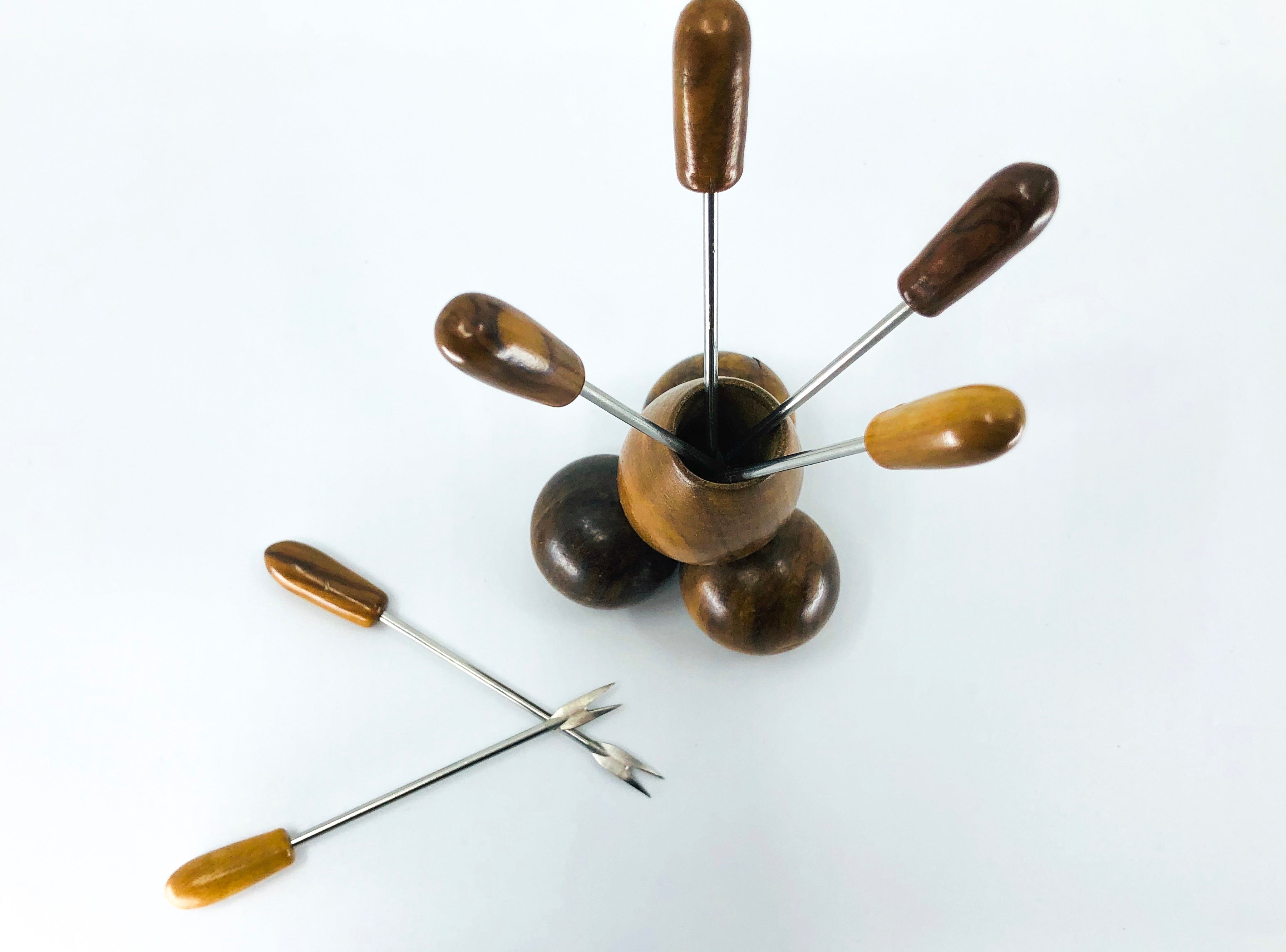 Vintage MCM Wood Party Picks, Set of 6