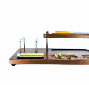 Vintage Wood & Brass Desk Organizer / Dresser Valet