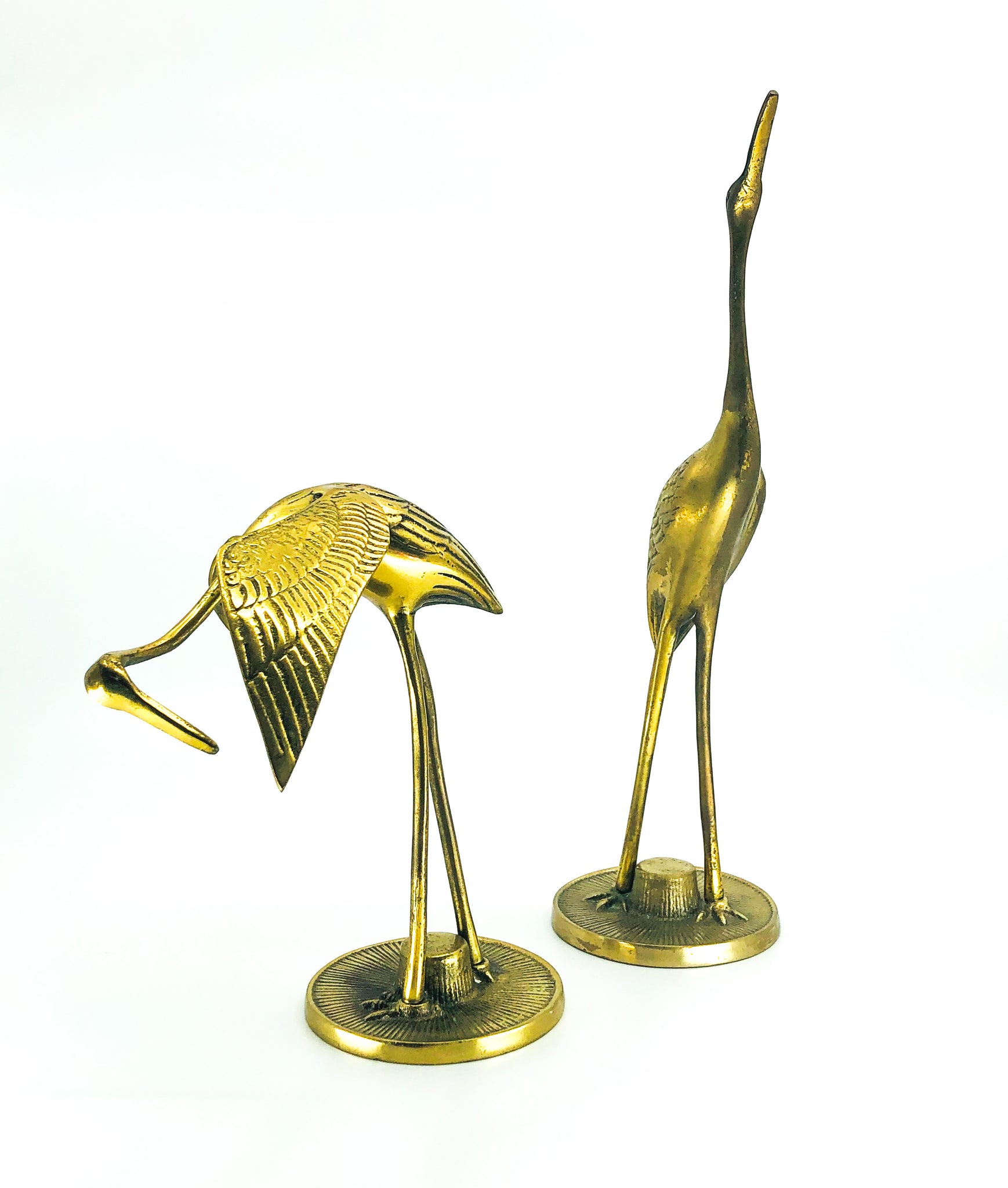 Pair of Solid Brass Cranes