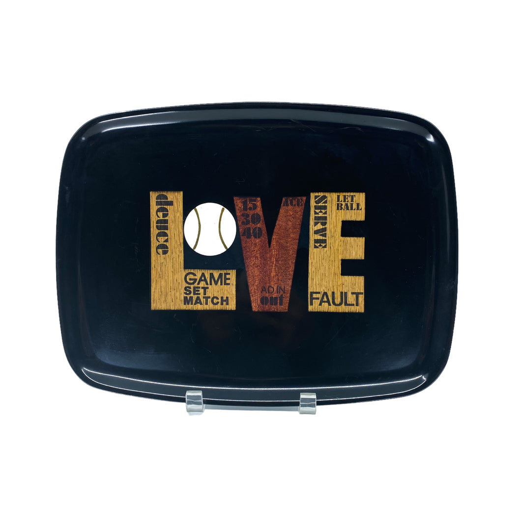 MCM Couroc Tennis Love Wood and Brass Inlay & Phenolic Resin Tray