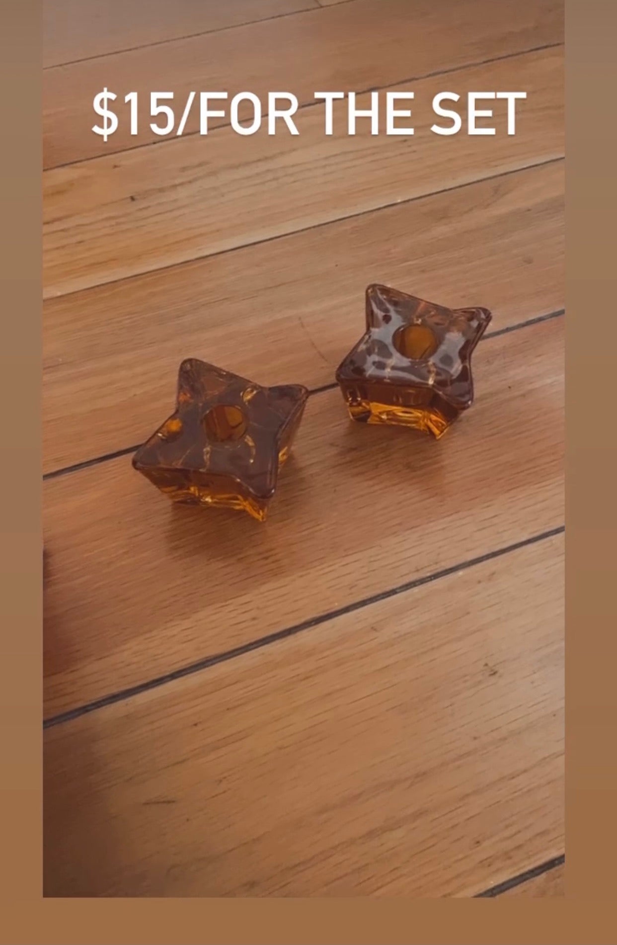 Amber Star Shaped Glass Candle Holders