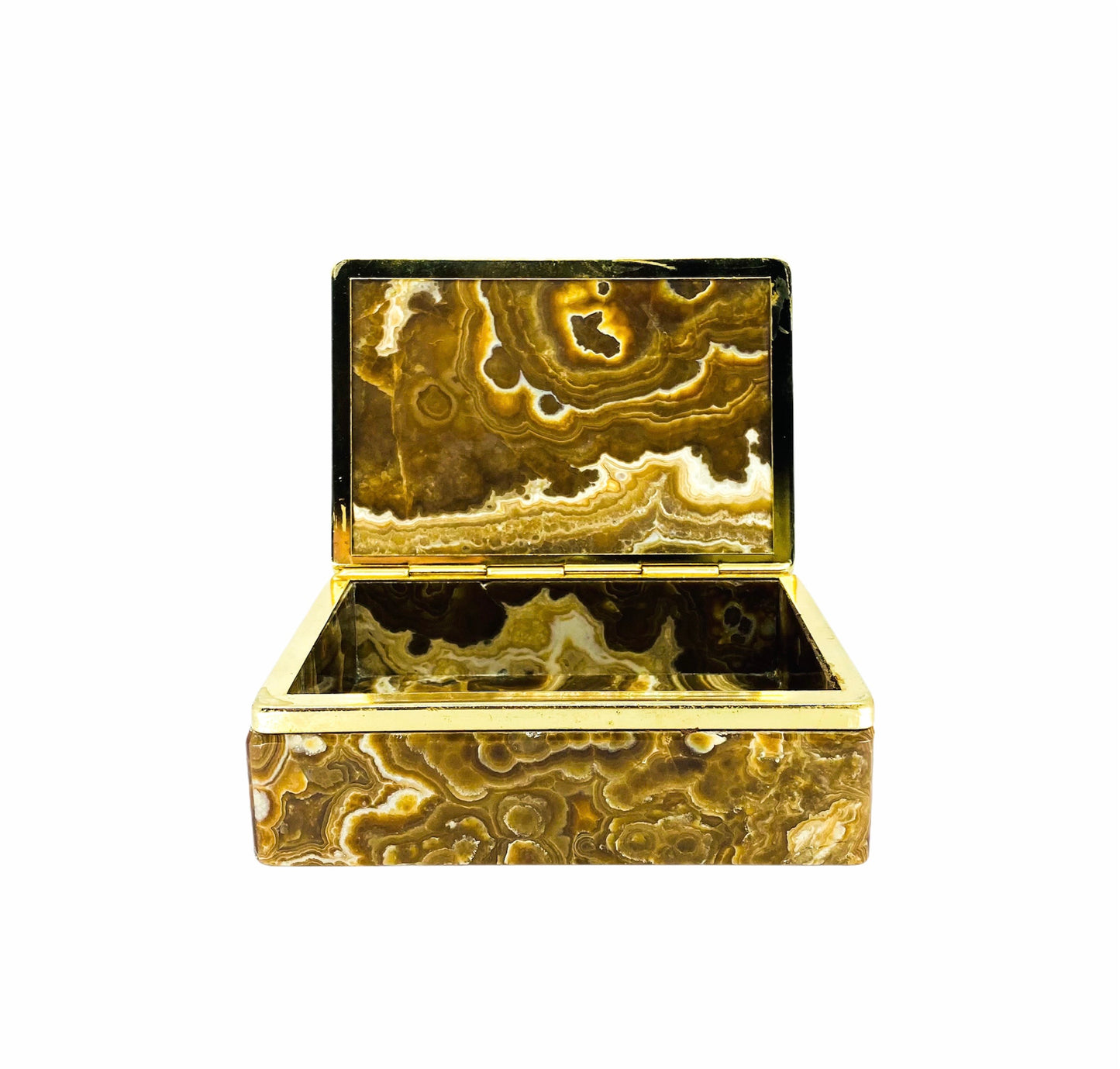 Stone Marble Keepsake Box with Brass Trim