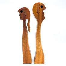 Signed Bob Ameri Teak Wood Kissing Couple Structure