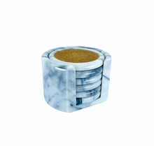 S/6 White Marble & Cork Coasters