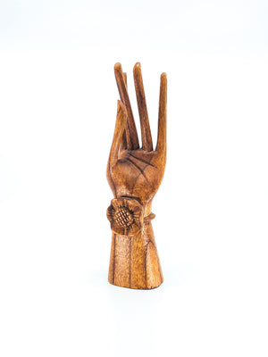 Hand Made Wood Hand with Flower