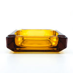 Vintage Amber Glass Square Ashtray, Heavy