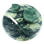 Green Marble Cheese Board Set, 8 Coasters