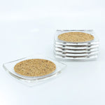 S/6 Square Lucite and Cork Coasters
