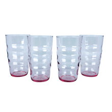 Pink Ribbed Glasses, Set of 4