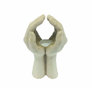 Cupping Hands Ceramic Candle Holder