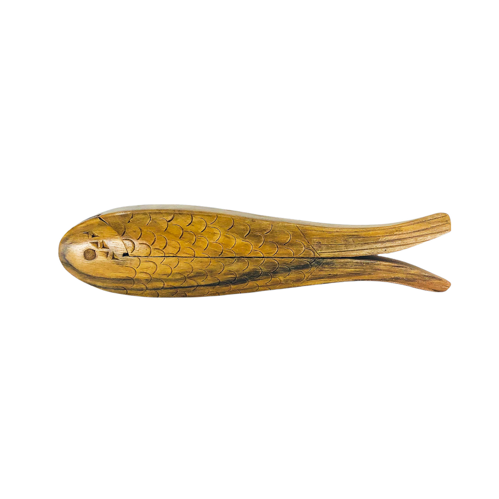 Vintage Carved Wood Fish Nutcracker