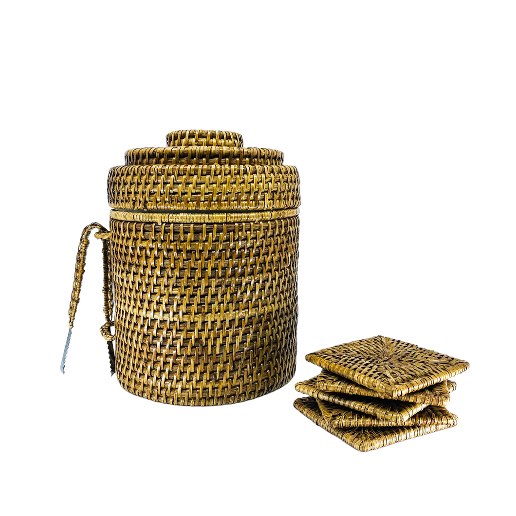 Rattan Ice Bucket Set