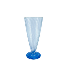Ribbed Blown Glasses with Multicolor Pebbled Feet, Set of 4