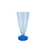 Ribbed Blown Glasses with Multicolor Pebbled Feet, Set of 4