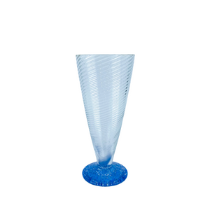Ribbed Blown Glasses with Multicolor Pebbled Feet, Set of 4