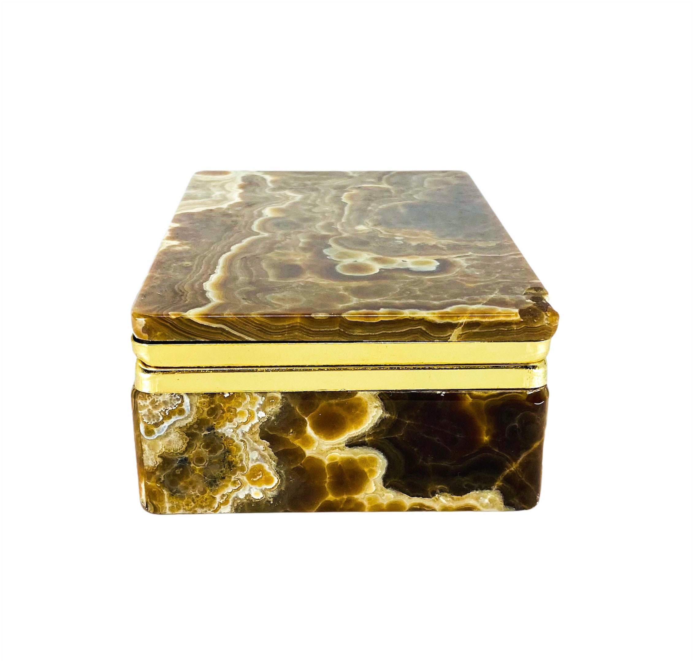 Stone Marble Keepsake Box with Brass Trim
