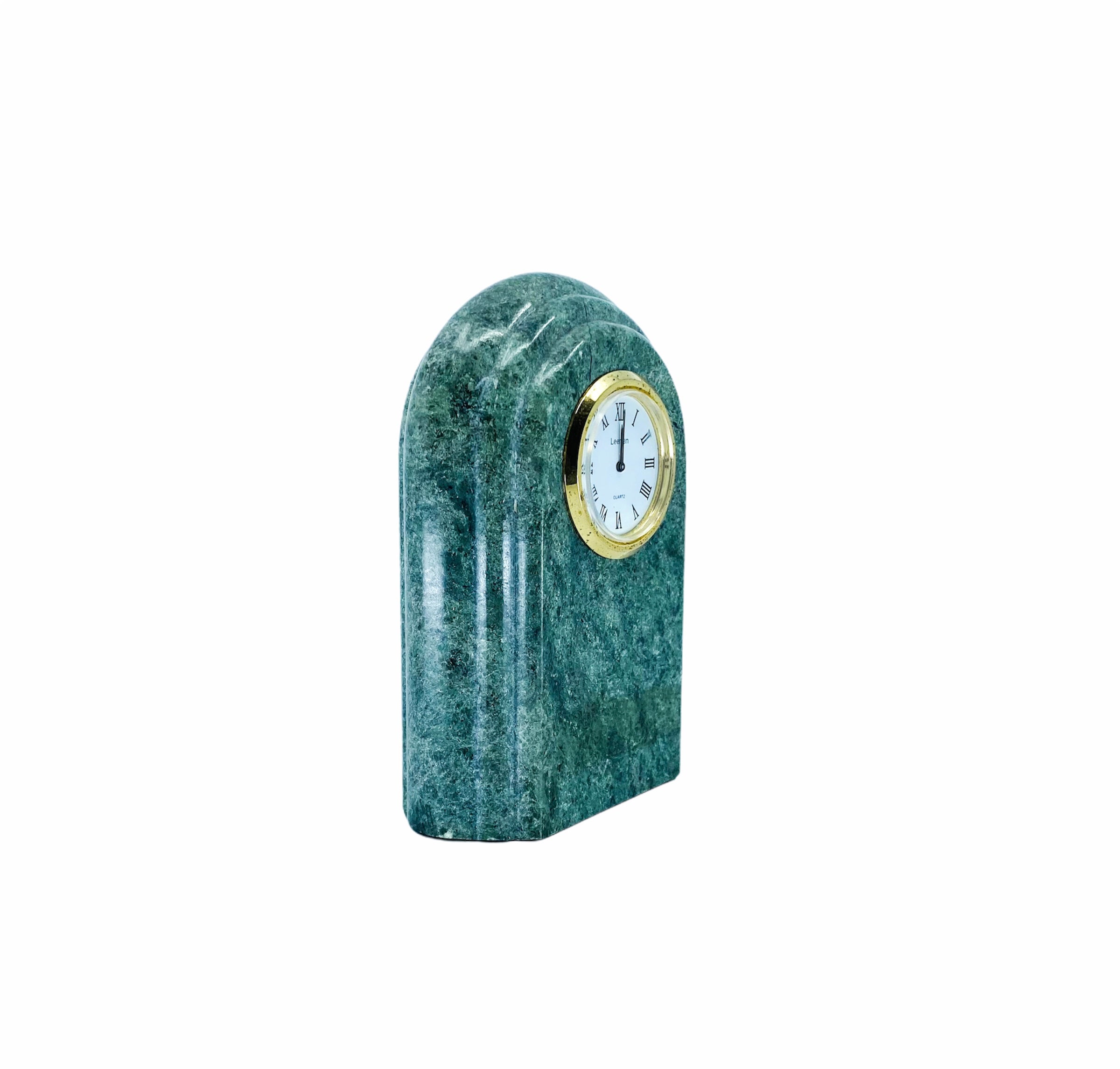 Leeman Arch Shaped Green Marble Mantle Clock
