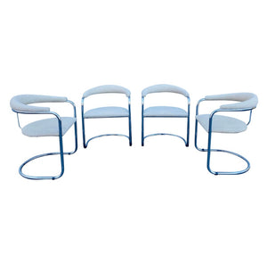 1970s Vintage Anton Lorenz for Thonet Chrome Cantilever Chairs, Set of 4