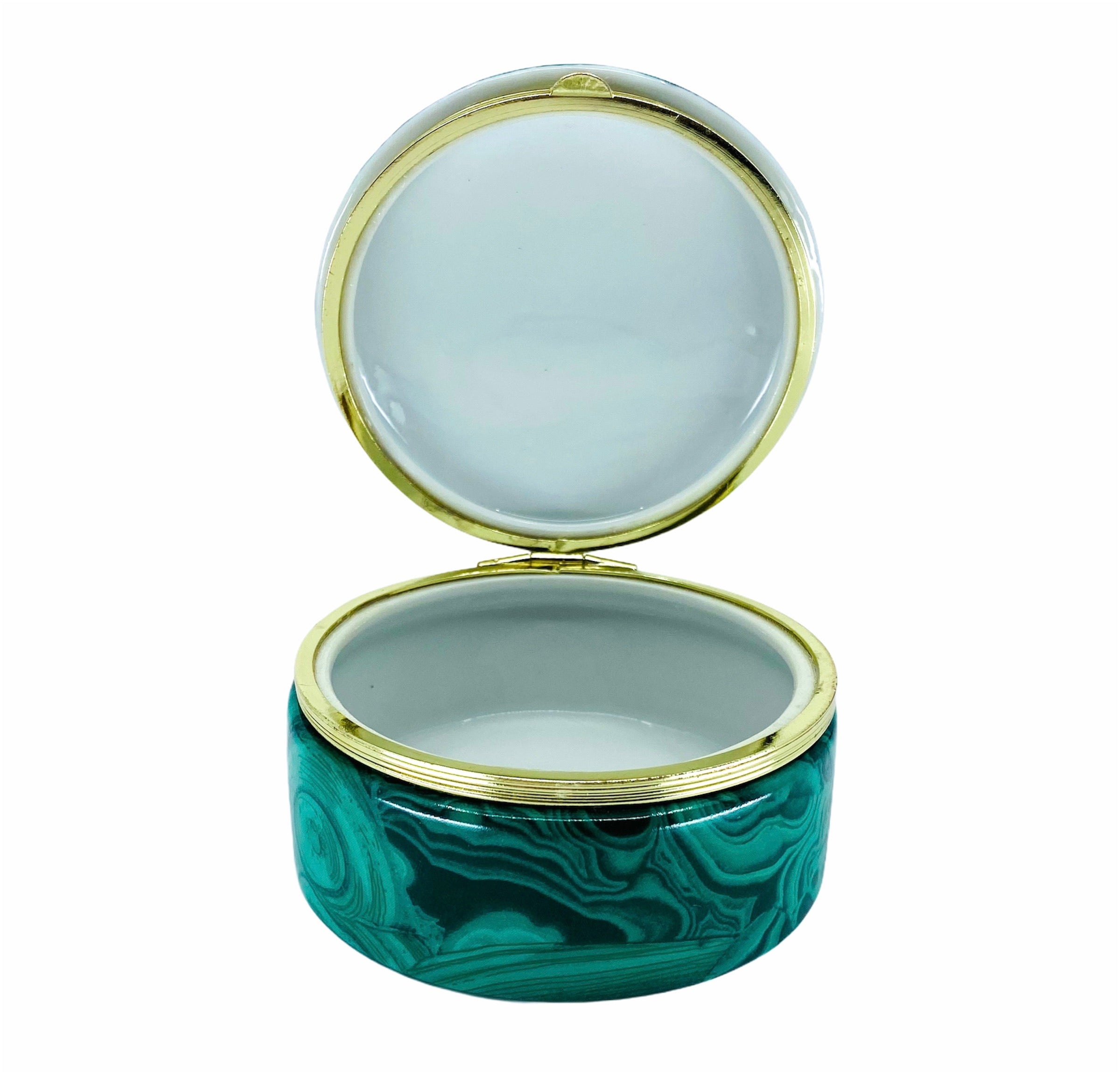 Vintage Frederick Cooper Faux Malachite Porcelain Box