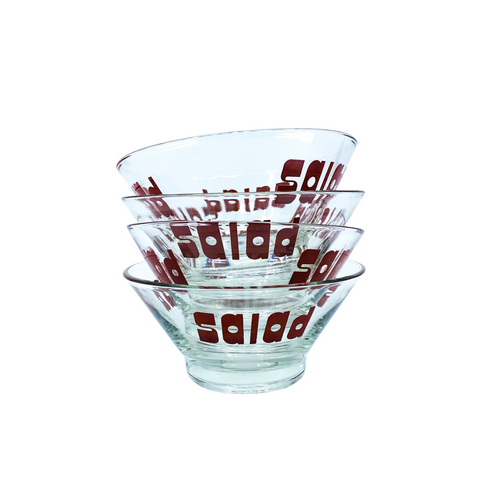 Vintage MCM Typography Salad Bowls, set of 4