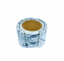 S/6 White Marble & Cork Coasters