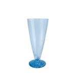 Ribbed Blown Glasses with Multicolor Pebbled Feet, Set of 4