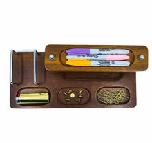 Vintage Wood & Brass Desk Organizer / Dresser Valet