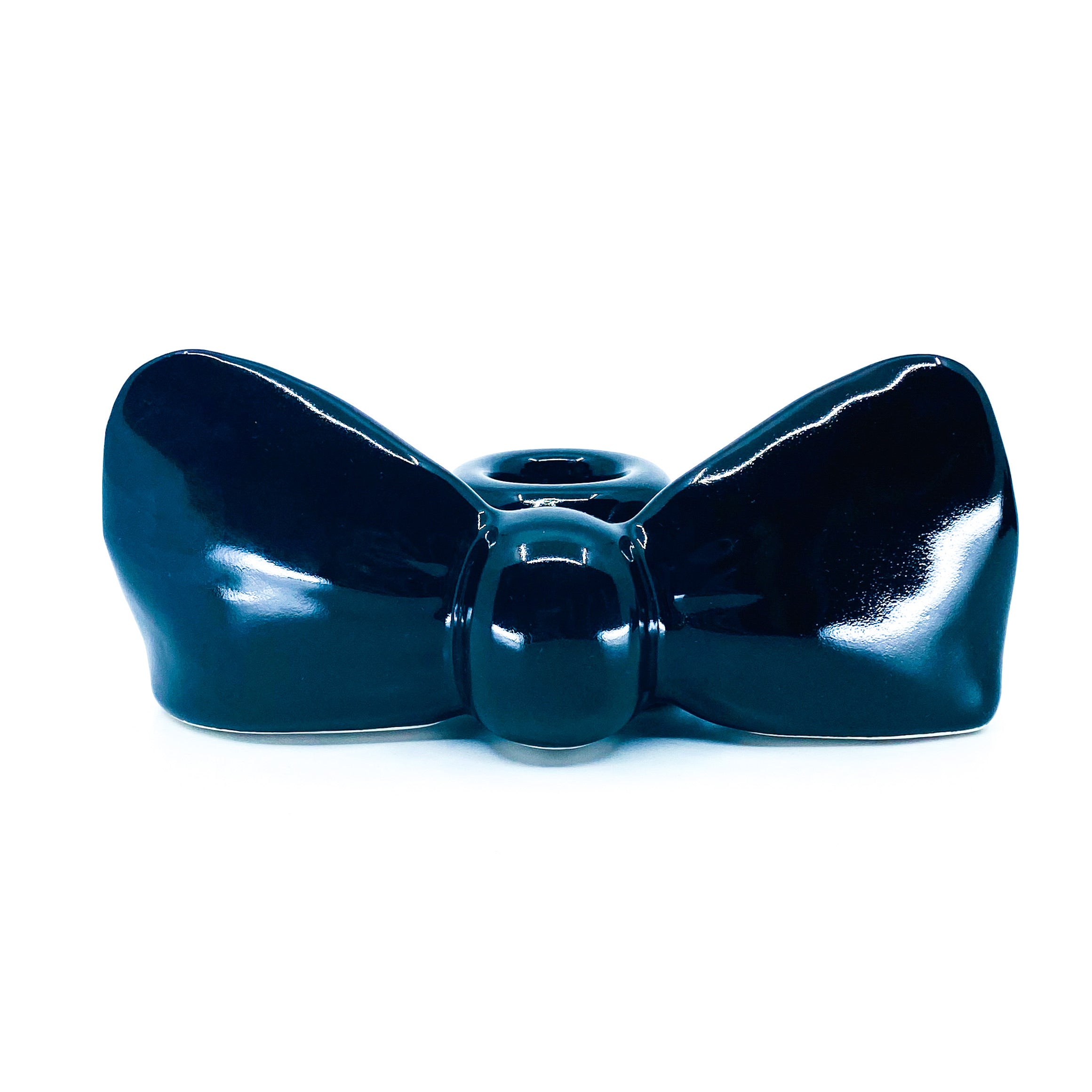 Vintage Ceramic Black Bow Candle Holders