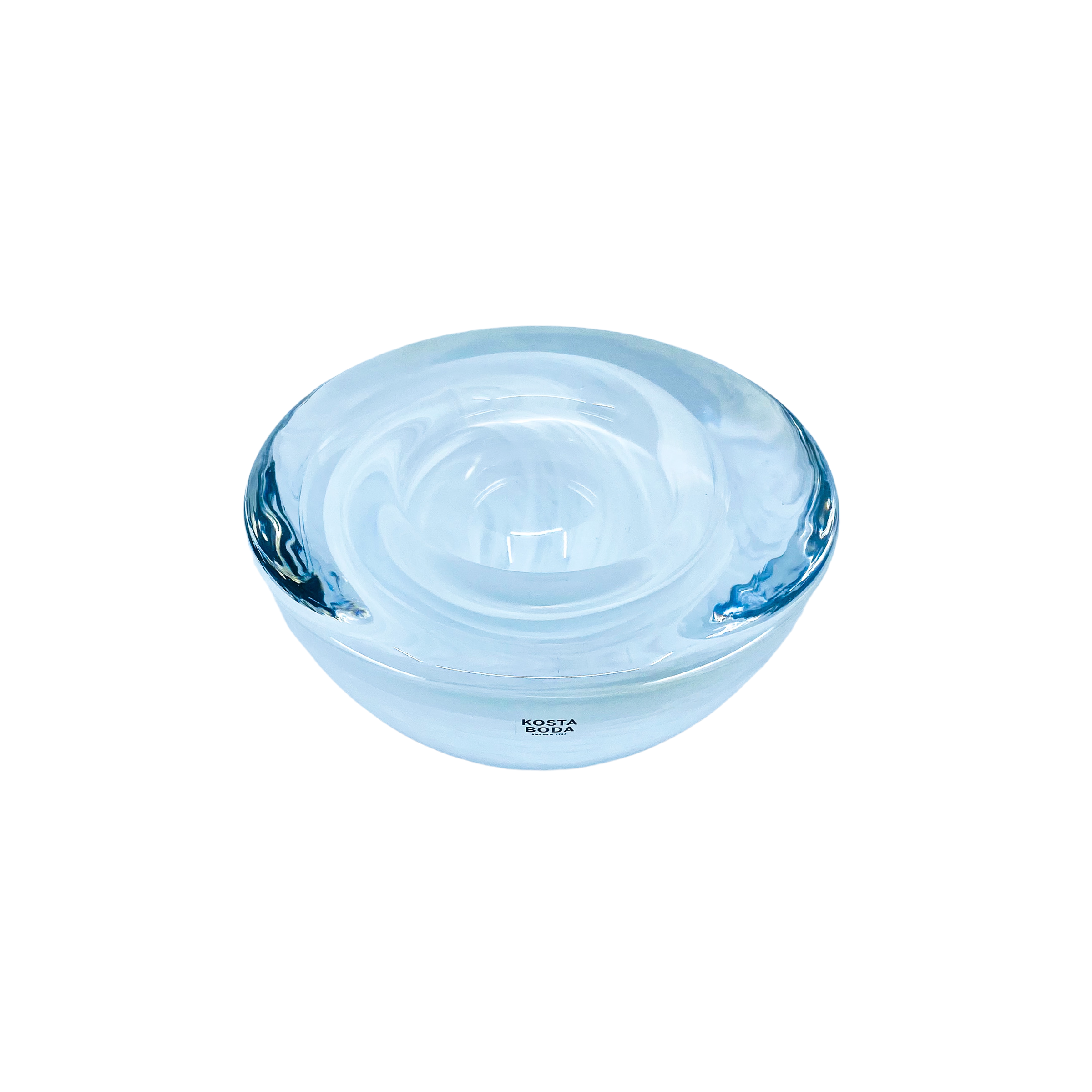 Vintage Kosta Boda Atoll White Swirl Catchall Bowl